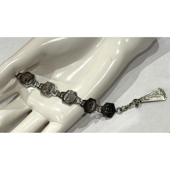 FILIGRANE DEPOSE ART DECOSILVER BRACELET PARIS EIFFEL TOWER FRANCE NOTRE DAME 7" - Picture 6 of 10